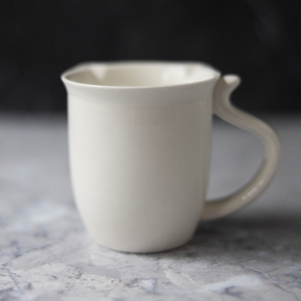 Cat Lady cute white kitty mug with ears and tail handle